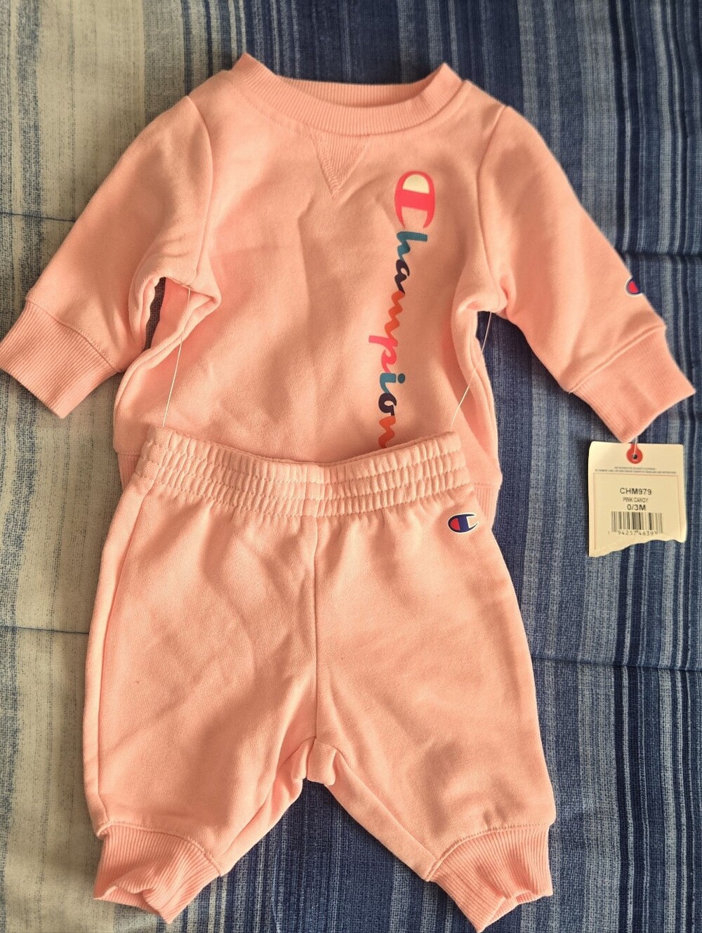 Champion Baby Two-Piece Sweat Set in Peach Pink